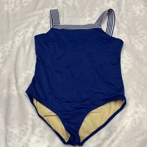 Lands' End Navy and White Kids Swim One Piece